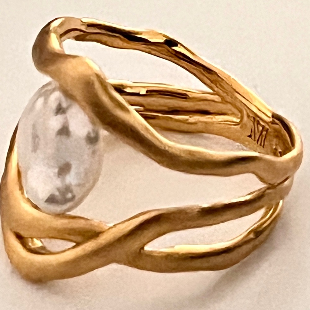 MONICA VINADER Gold Braided Band Ring with White Baroque Pearl - Picture 8 of 10